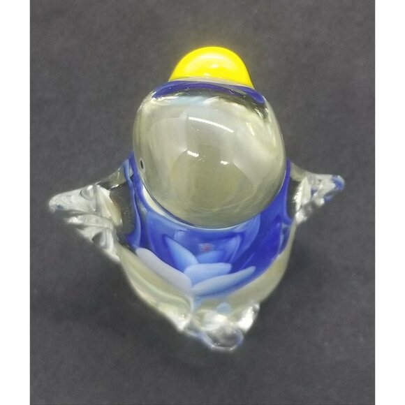 Hand Blown Art Glass Penguin with Blue Lamp Work Flower Inside - Picture 6 of 7